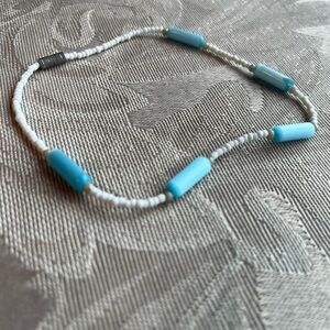 🔷 White and turquoise anklet 🔷
